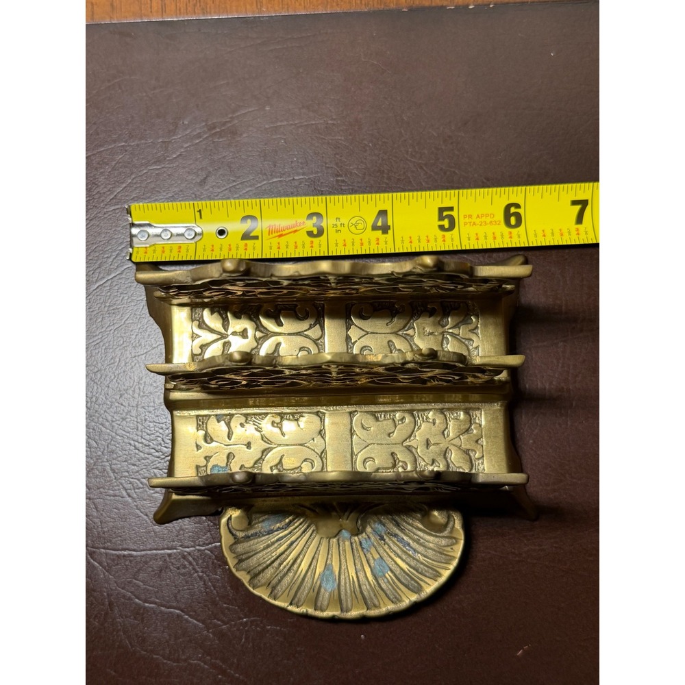 Vtg Solid Brass Letter Holder Mail Organizer Desk Art Nouveau Victorian Style - Picture 7 of 10